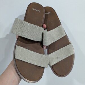 Sanuk Yoga Gora Gora Elastic Sandal Beige Tan Size 8